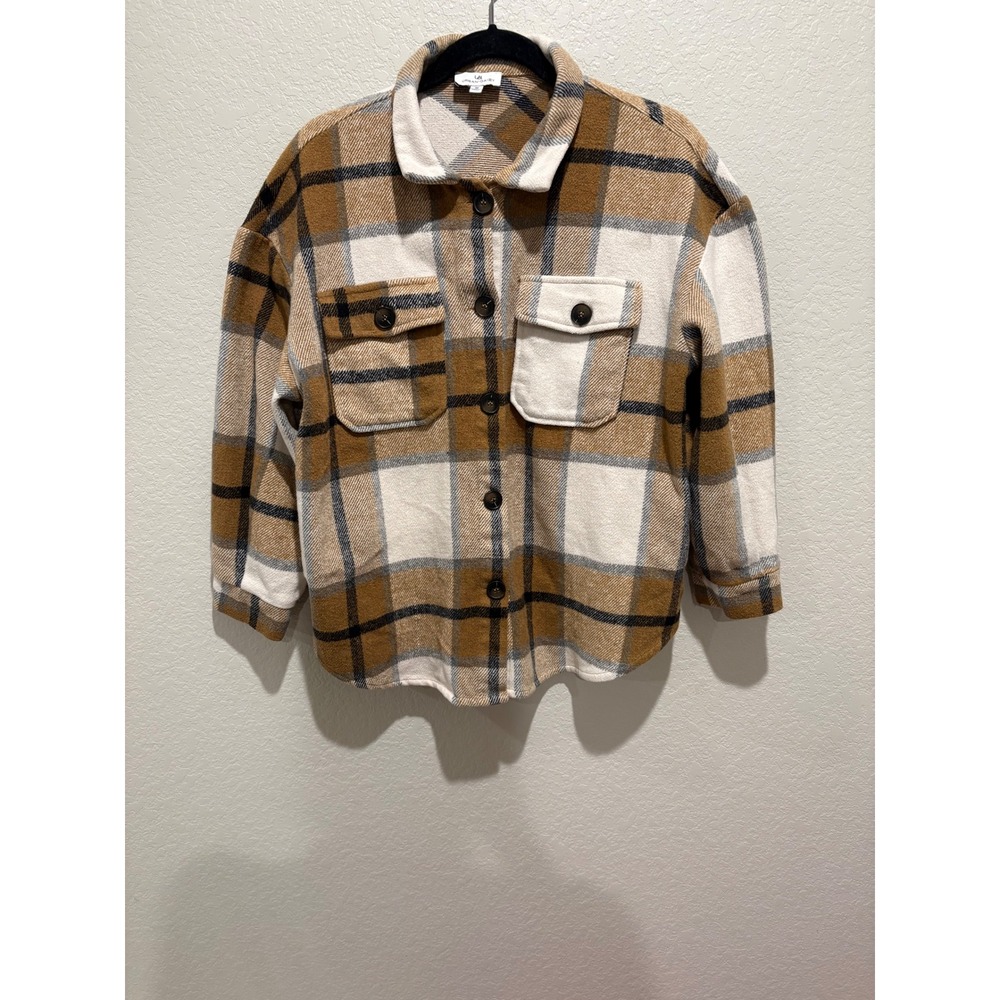 Urban Daizy Brown Plaid Button Down Shacket Jacket Medium